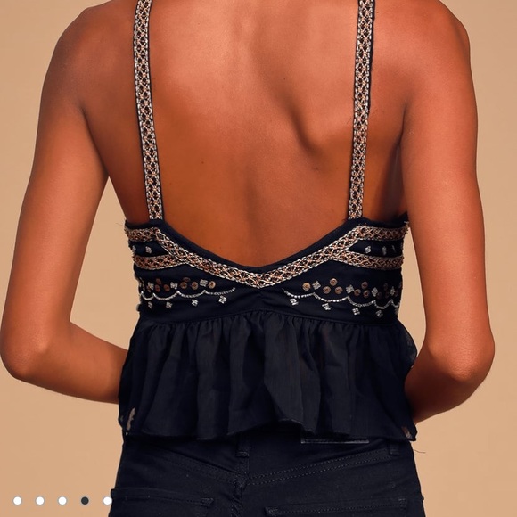 Camille Black Embellished Backless Cami - Picture 3 of 3